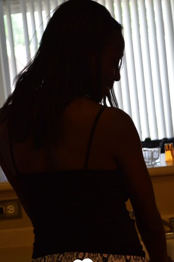 Ebony woman shows off both sides of her