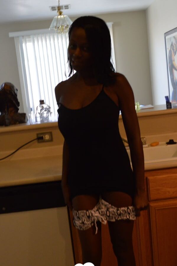 Ebony woman shows off both sides of her