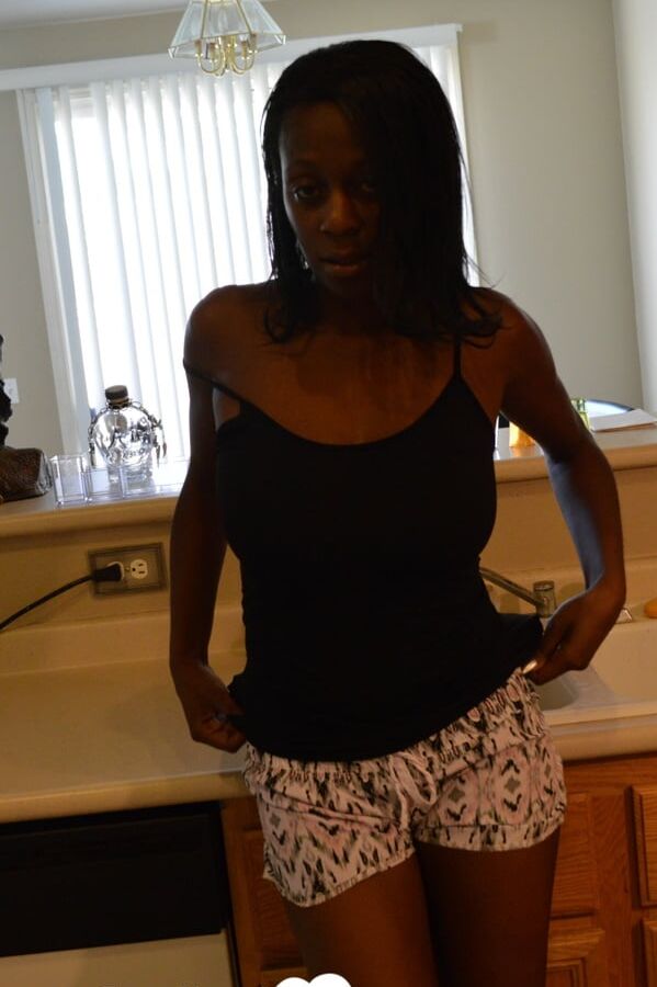 Ebony woman shows off both sides of her
