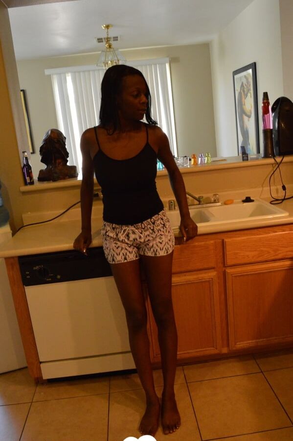 Ebony woman shows off both sides of her
