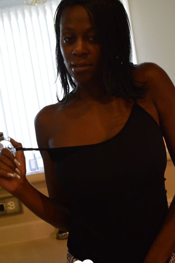 Ebony woman shows off both sides of her