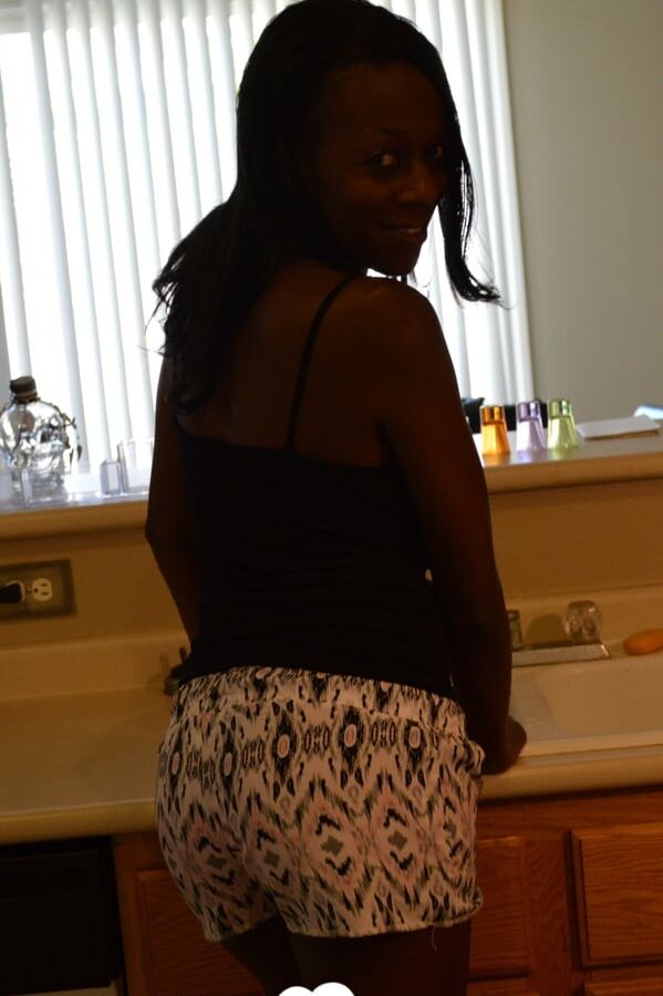 Ebony woman shows off both sides of her
