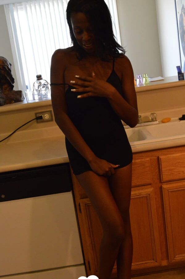 Ebony woman shows off both sides of her