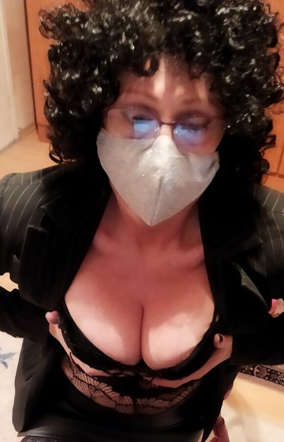 Secretary posing in black