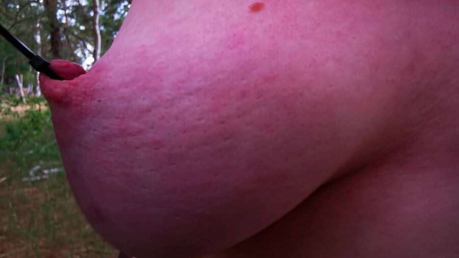 Painful using her nipples in public