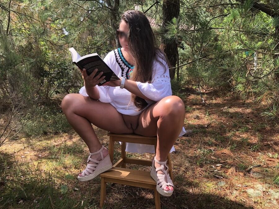 White dress without panties
