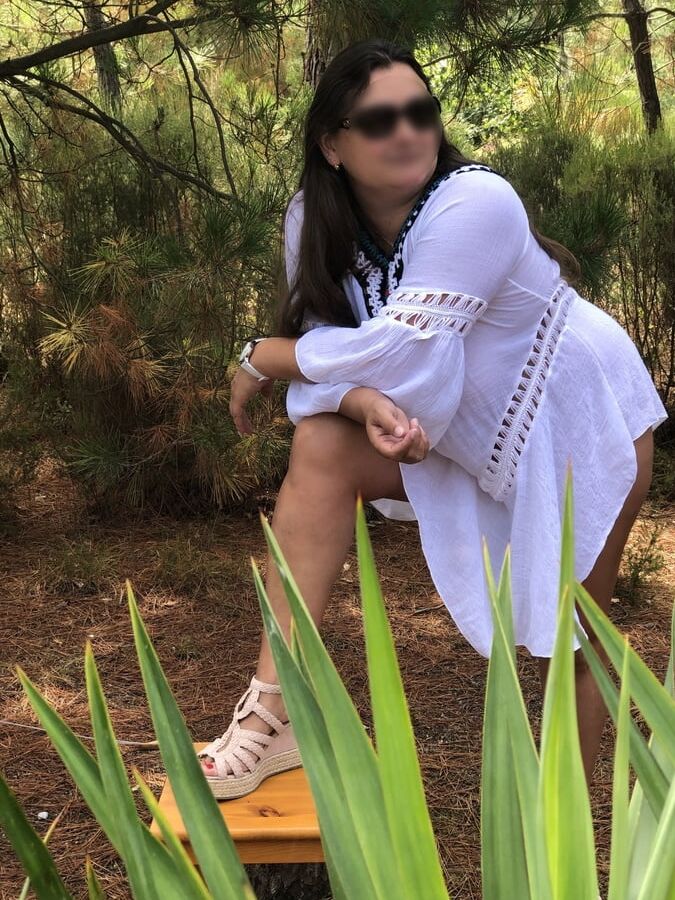 White dress without panties