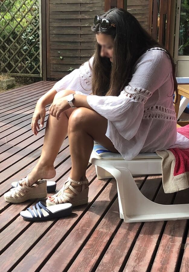 White dress without panties