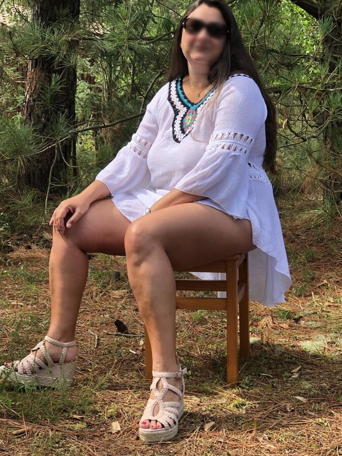 White dress without panties