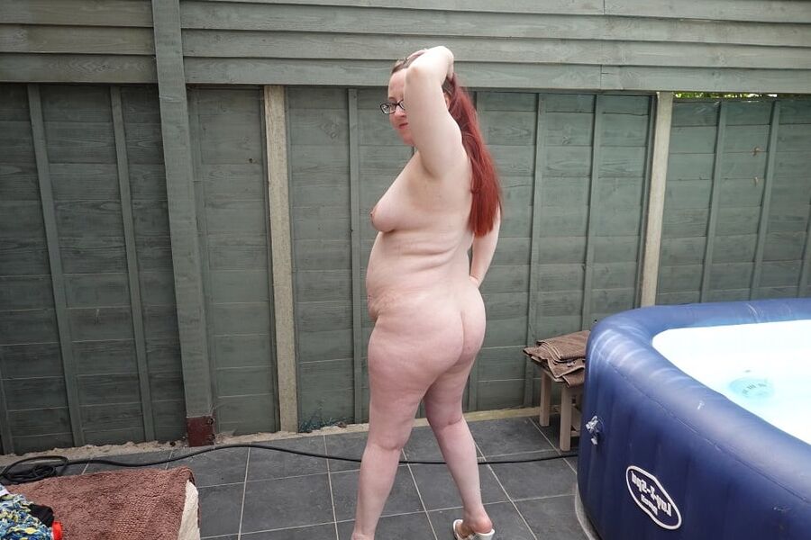 Nude in White heels
