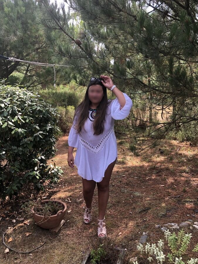 White dress without panties