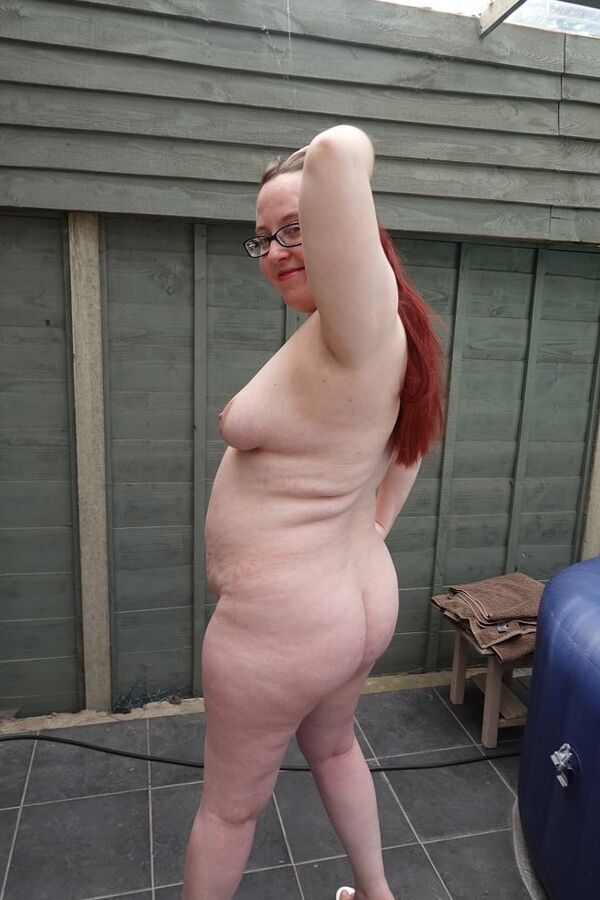 Nude in White heels