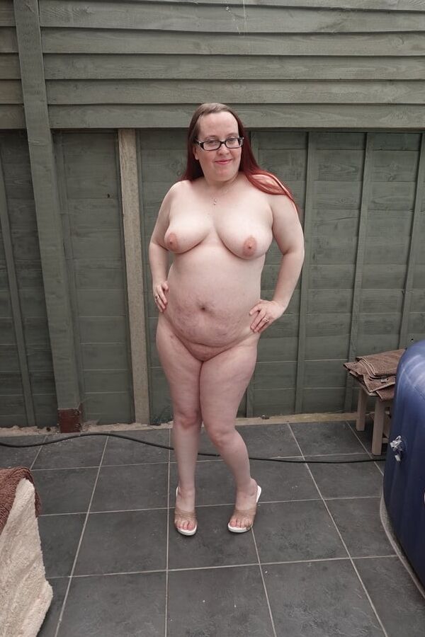 Nude in White heels