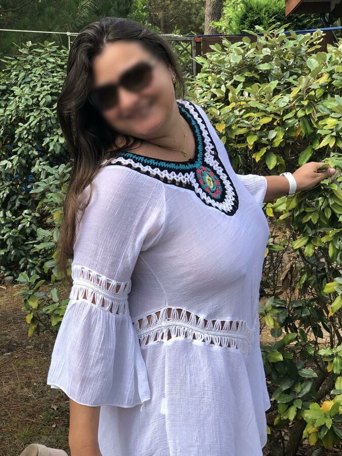 White dress without panties