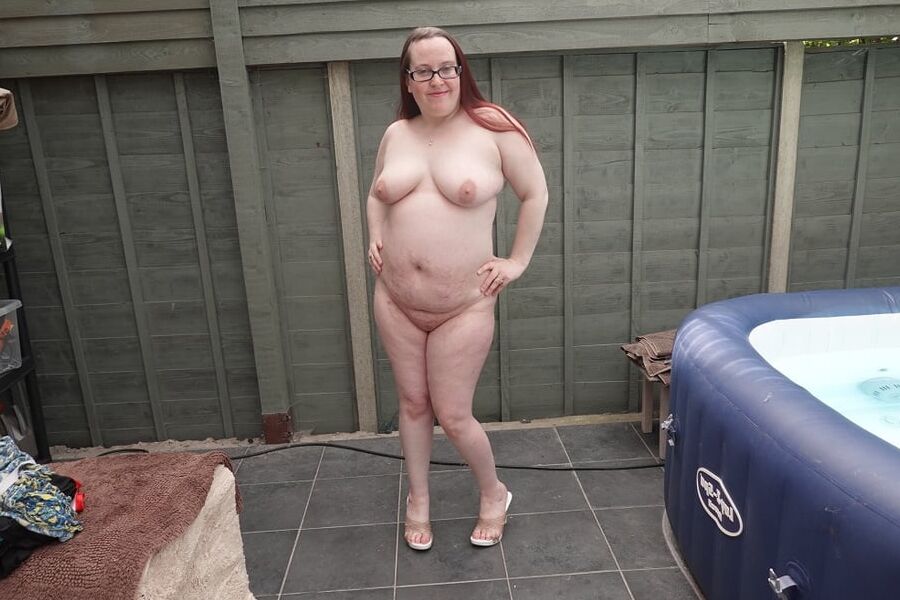 Nude in White heels
