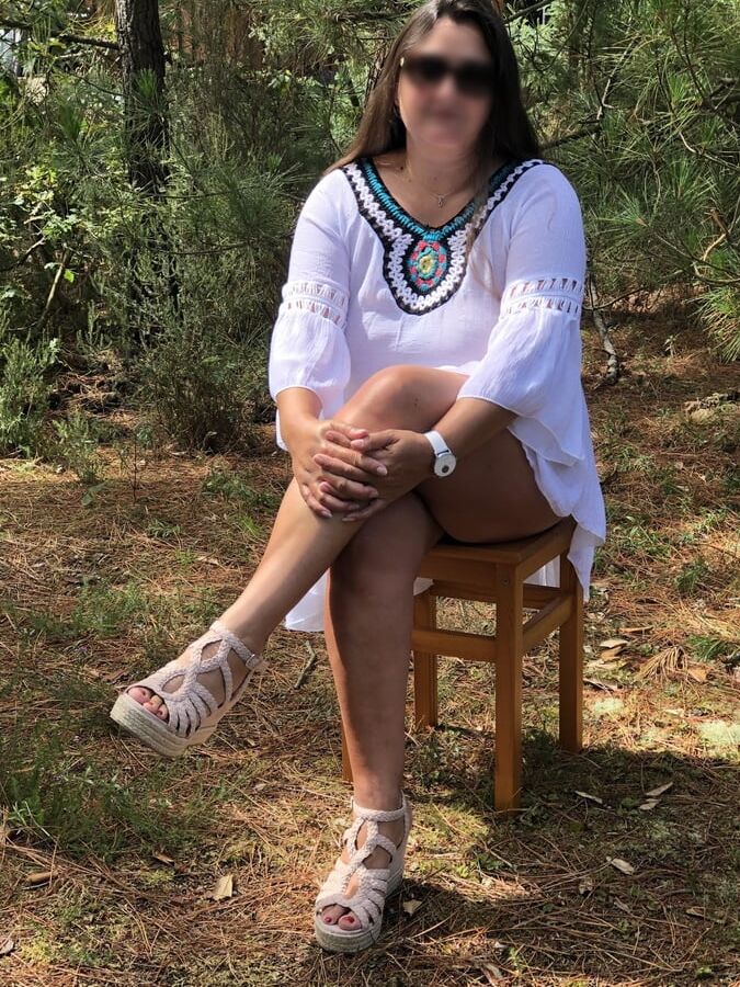 White dress without panties