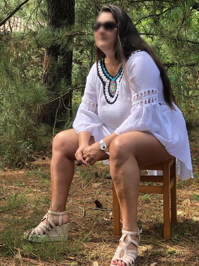 White dress without panties