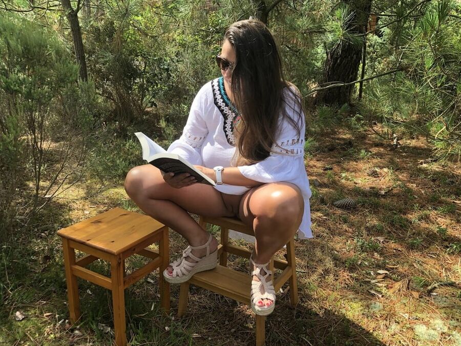 White dress without panties