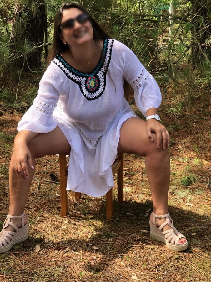 White dress without panties
