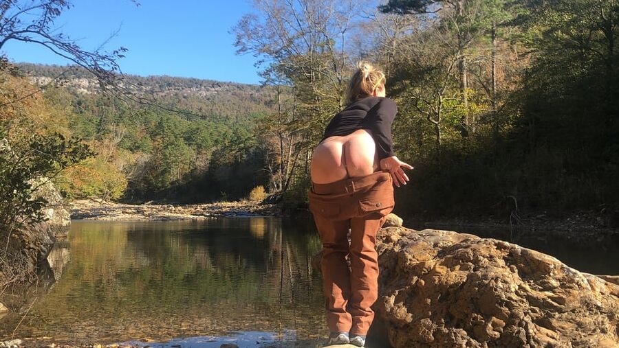 MILF on a Hike Flashes Giant Double G Boobs