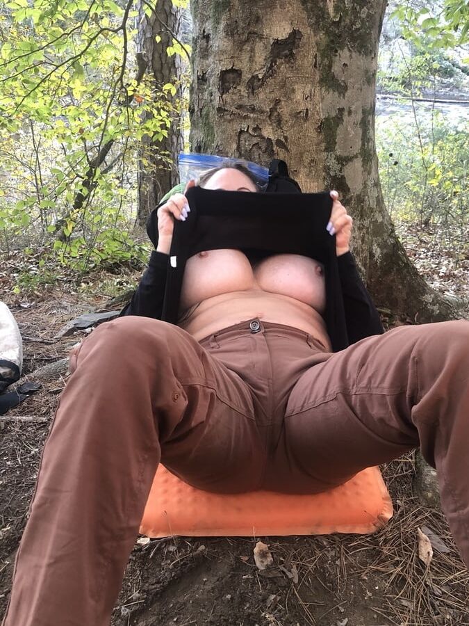 MILF on a Hike Flashes Giant Double G Boobs