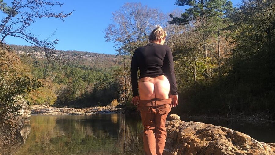 MILF on a Hike Flashes Giant Double G Boobs