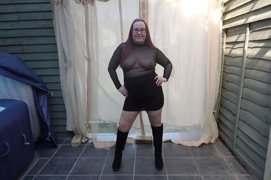 Transparent top with Miniskirt and boots