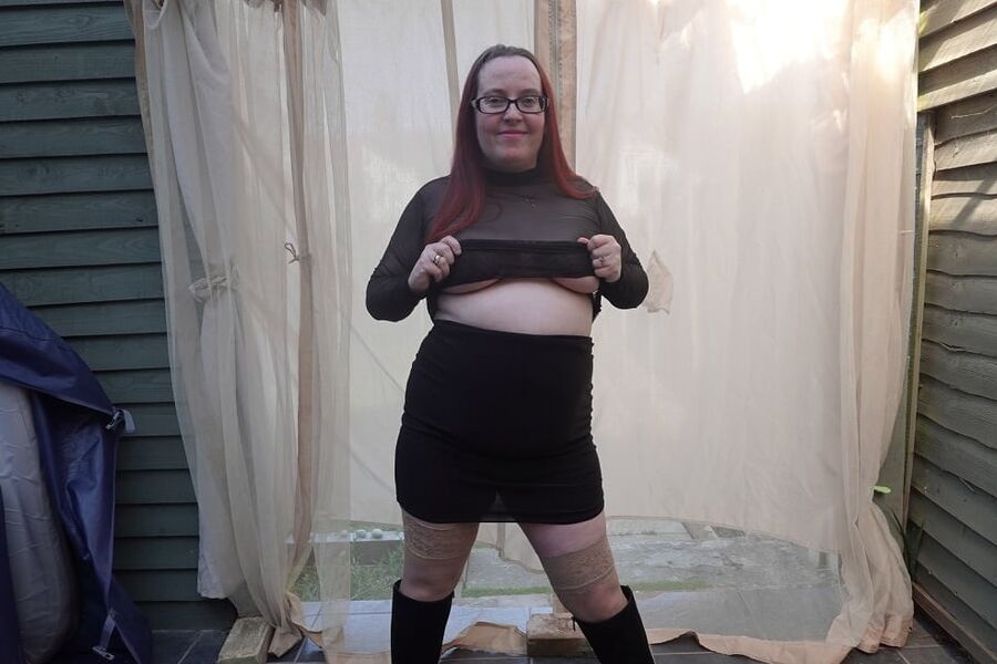 Transparent top with Miniskirt and boots