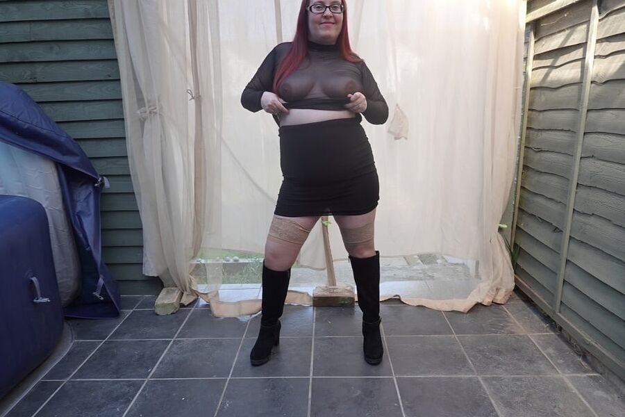 Transparent top with Miniskirt and boots
