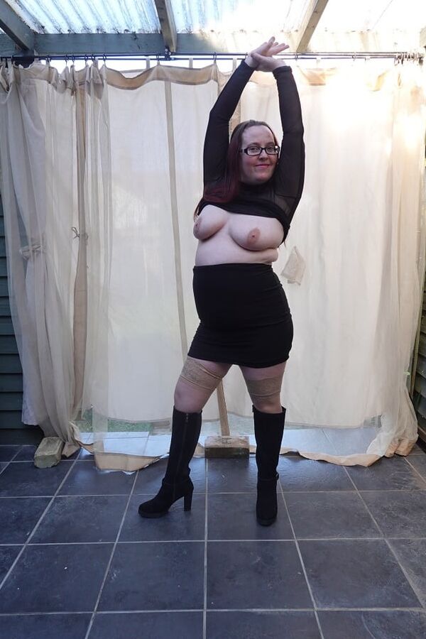Transparent top with Miniskirt and boots