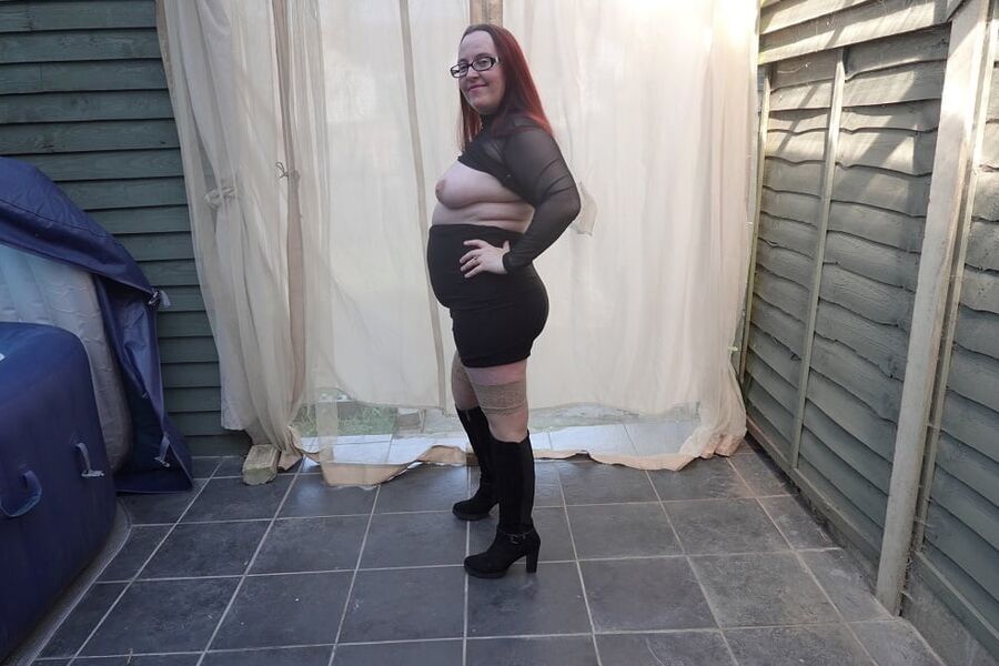 Transparent top with Miniskirt and boots