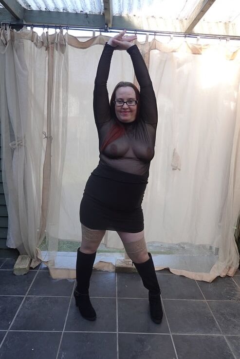Transparent top with Miniskirt and boots