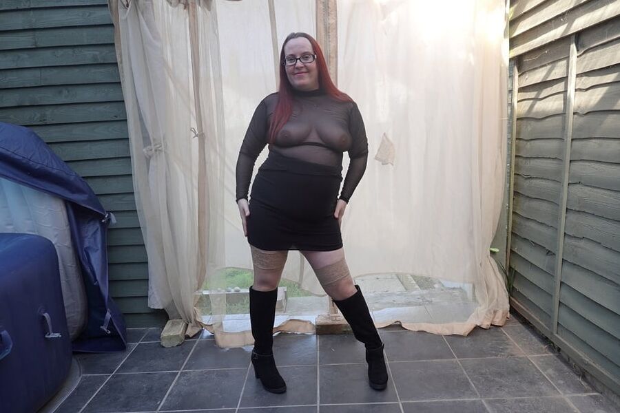 Transparent top with Miniskirt and boots