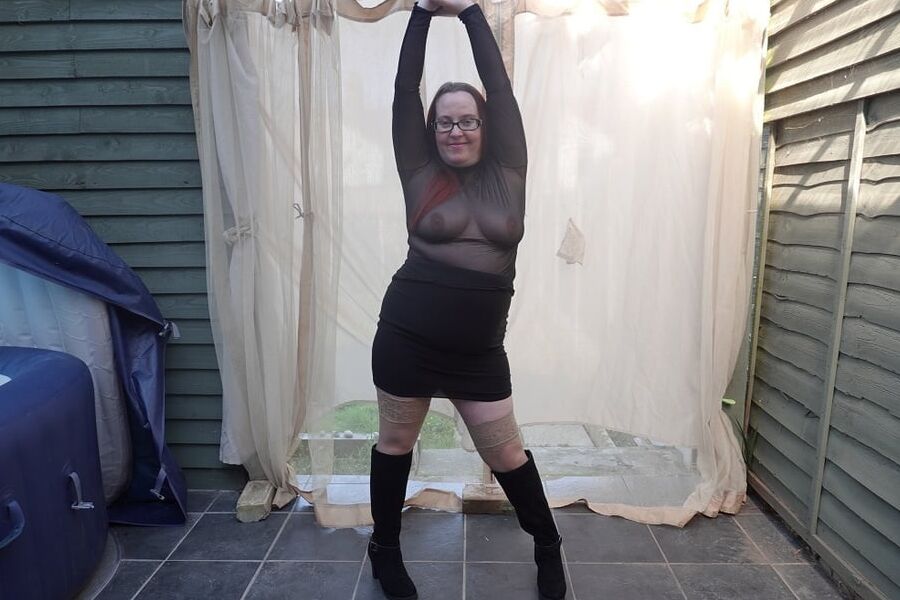 Transparent top with Miniskirt and boots