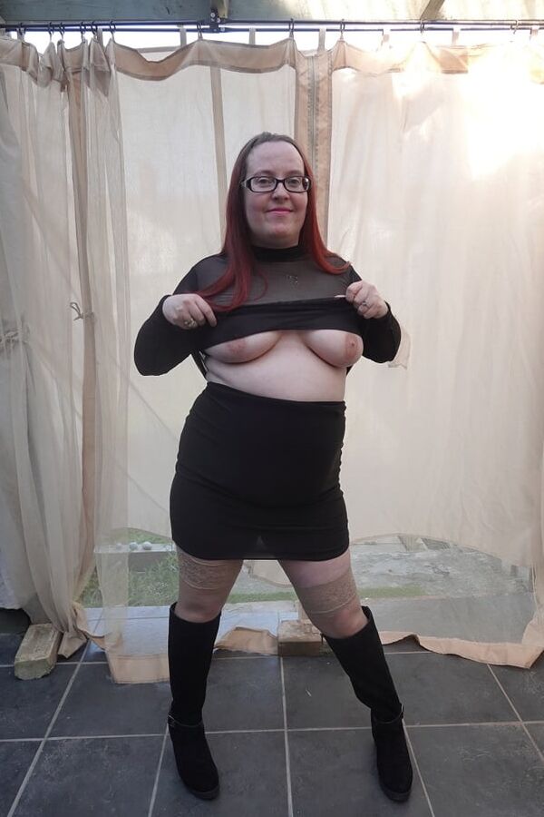 Transparent top with Miniskirt and boots