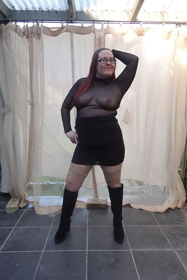Transparent top with Miniskirt and boots