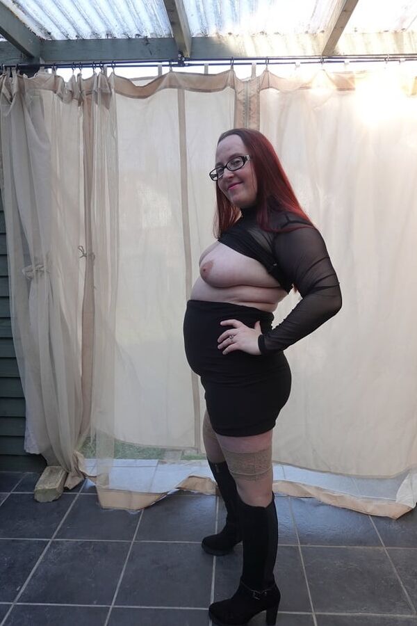 Transparent top with Miniskirt and boots