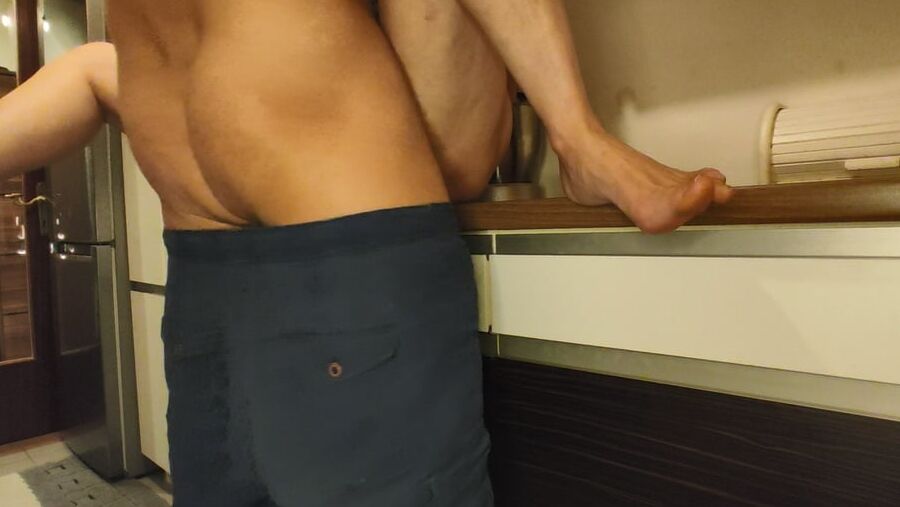 MILF Wife with natural tits fucked while cooking