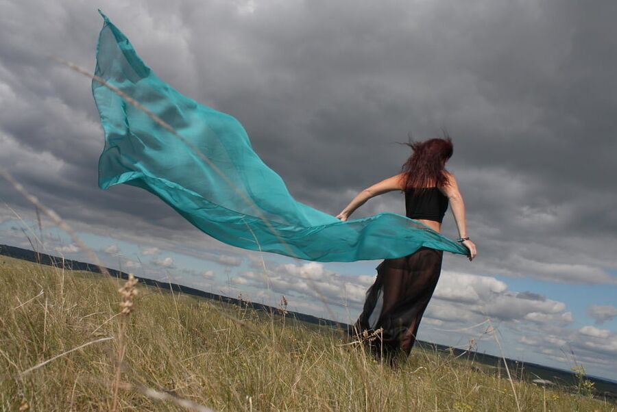 Turquoise Shavl for windly weather