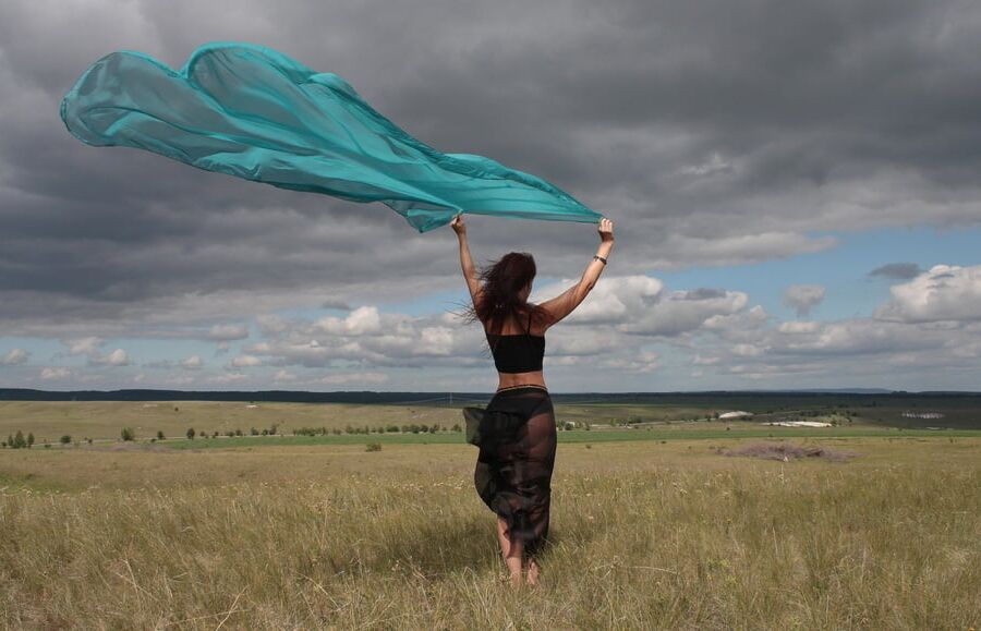 Turquoise Shavl for windly weather