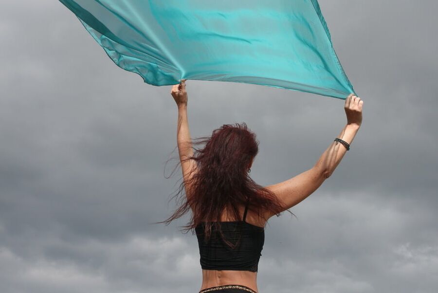Turquoise Shavl for windly weather