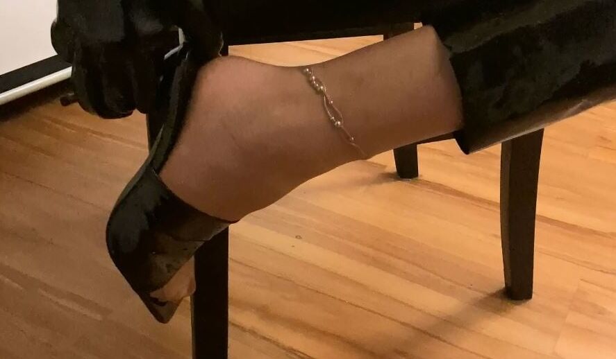 Vinyl Leggings and High Heel Mules