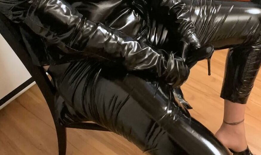 Vinyl Leggings and High Heel Mules