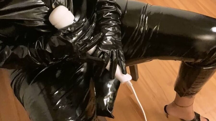 Vinyl Leggings and High Heel Mules