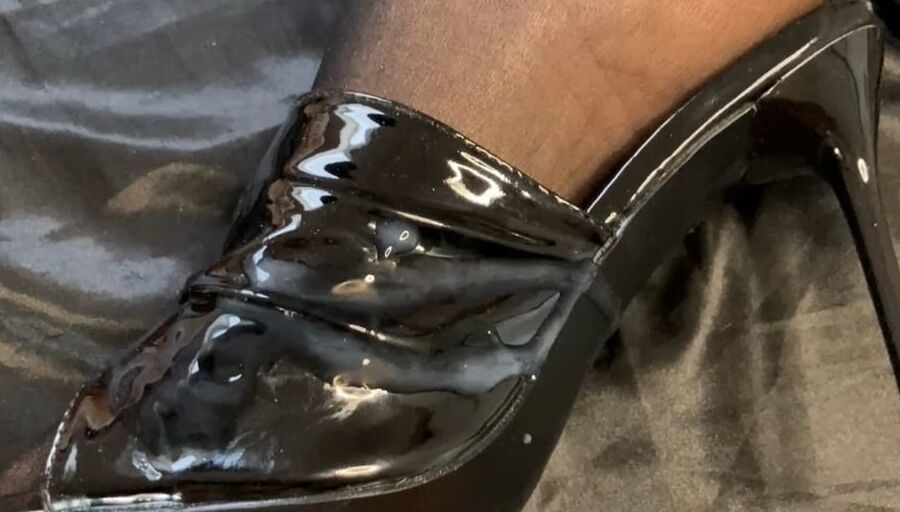 Cum on Black High Heel Mules