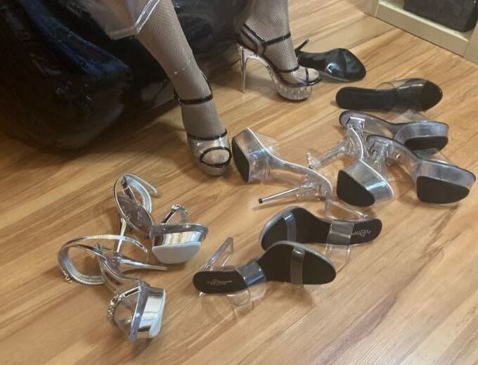 Clear High Heels and Clear PVC Fetish