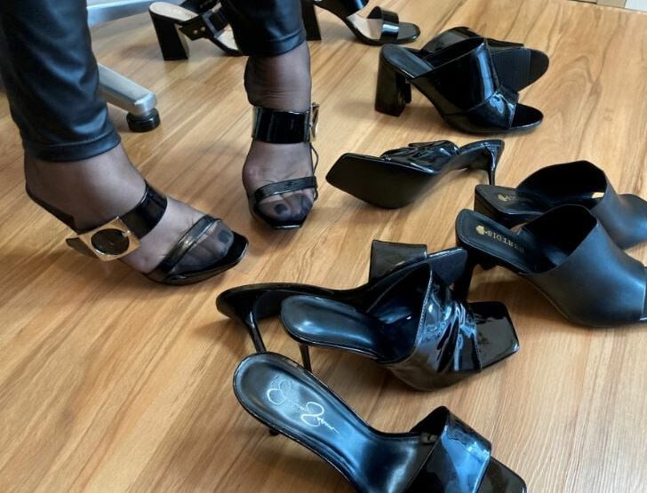 Black Mules, Nylon Feet and Leggings
