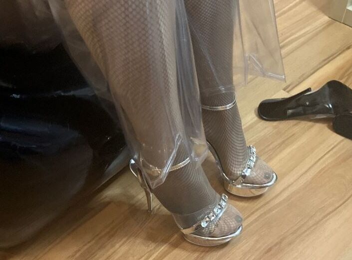 Clear High Heels and Clear PVC Fetish