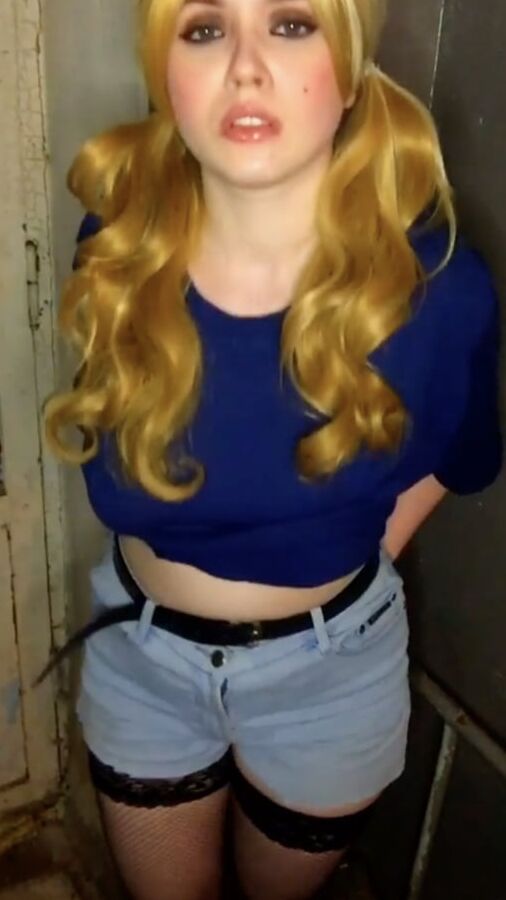 Hot blonde in stockings