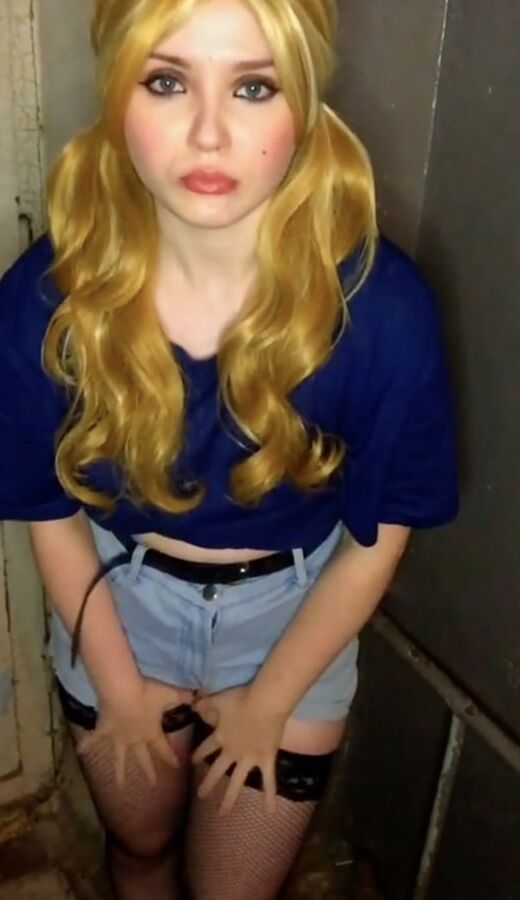Hot blonde in stockings